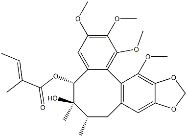 (5R)-6β,7β-Dimethyl-1,2,3,12-tetramethoxy-10,11-methylenedioxy(5,6,7,8-tetrahydrodibenzo[a,c]cyclooctene)-5β,6α-diol 5-[(E)-2-methyl-2-butenoate] Struktur