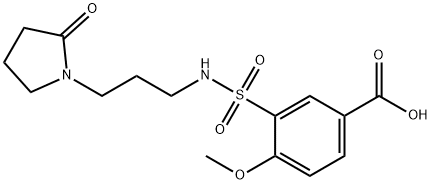 Benzoic acid, 4-methoxy-3-[[[3-(2-oxo-1-pyrrolidinyl)propyl]amino]sulfonyl]- Struktur