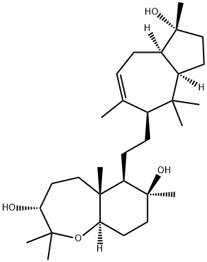 (3R,9aα)-Decahydro-2,2,5aβ,7-tetramethyl-6β-[2-[(1R,3aR,5S,8aR)-1,2,3,3a,4,5,8,8a-octahydro-1-hydroxy-1,4,4,6-tetramethylazulen-5-yl]ethyl]-1-benzoxepine-3α,7β-diol Structure