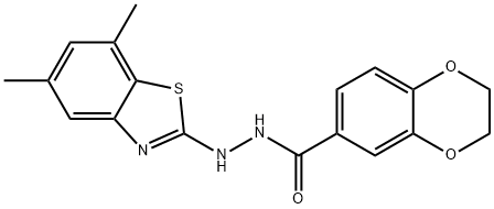 1,4-Benzodioxin-6-carboxylic acid, 2,3-dihydro-, 2-(5,7-dimethyl-2-benzothiazolyl)hydrazide 结构式