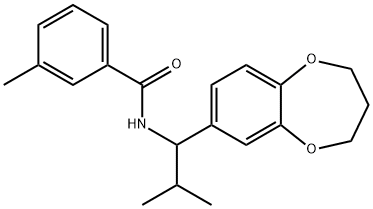 Benzamide, N-[1-(3,4-dihydro-2H-1,5-benzodioxepin-7-yl)-2-methylpropyl]-3-methyl- Structure