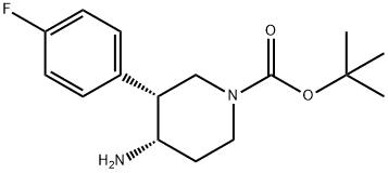 1-Piperidinecarboxylic acid, 4-amino-3-(4-fluorophenyl)-, 1,1-dimethylethyl este… Struktur