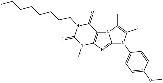 1H-Imidazo[2,1-f]purine-2,4(3H,8H)-dione, 8-(4-methoxyphenyl)-1,6,7-trimethyl-3-octyl- 结构式