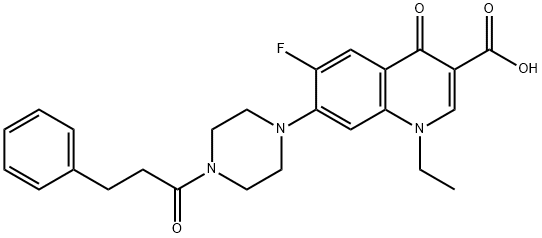 3-Quinolinecarboxylic acid, 1-ethyl-6-fluoro-1,4-dihydro-4-oxo-7-[4-(1-oxo-3-phenylpropyl)-1-piperazinyl]- Structure