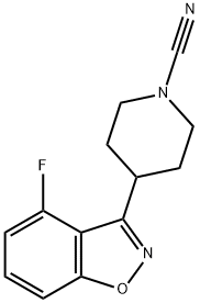 1-Piperidinecarbonitrile, 4-(4-fluoro-1,2-benzisoxazol-3-yl)-,95742-18-0,结构式