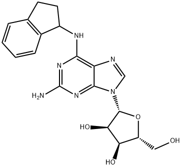 2-氨基-N-(2,3-二氢-1H-茚-1-基)腺苷 结构式
