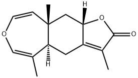 (4aR)-3,5,9aβ-トリメチル-4aα,9a,10,10aβ-テトラヒドロフロ[2,3-h][3]ベンゾオキセピン-2(4H)-オン 化学構造式