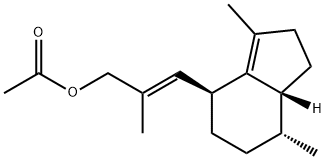 2-Propen-1-ol, 3-[(4S,7R,7aR)-2,4,5,6,7,7a-hexahydro-3,7-dimethyl-1H-inden-4-yl]-2-methyl-, 1-acetate, (2E)-,101527-74-6,结构式