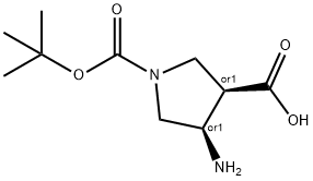 (3R,4R)-REL-4-AMINO-1-(TERT-BUTOXYCARBONYL)PYRROLIDINE-3-CARBOXYLIC ACID 化学構造式