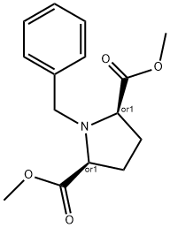 2,5-Pyrrolidinedicarboxylic acid, 1-(phenylmethyl)-, 2,5-dimethyl ester, (2R,5S)-rel- 化学構造式