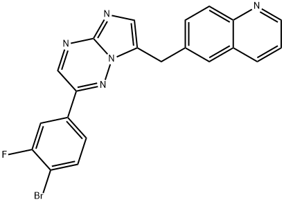 6-((2-(4-bromo-3-fluorophenyl)imidazo[1,2-b][1,2,4]triazin-7-yl)methyl)quinoline Struktur