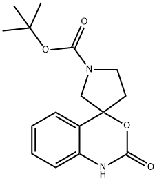 Spiro[4H-3,1-benzoxazine-4,3'-pyrrolidine]-1'-carboxylic acid, 1,2-dihydro-2-oxo-, 1,1-dimethylethyl ester Structure