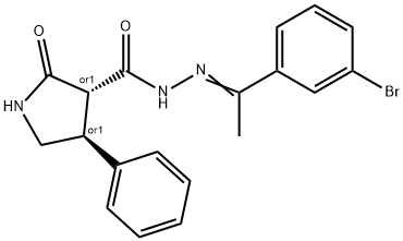 (±)-(3R*,4S*)-2-Oxo-4-phenyl-3-pyrollidinecarboxylicacid2-[1-(3-bromophenyl)ethylidene]hydrazide 结构式