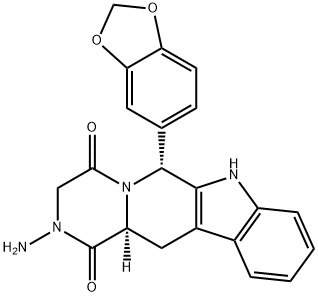 Pyrazino[1',2':1,6]pyrido[3,4-b]indole-1,4-dione, 2-amino-6-(1,3-benzodioxol-5-yl)-2,3,6,7,12,12a-hexahydro-, (6R,12aS)- 化学構造式