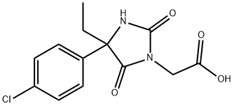 2-[4-(4-chlorophenyl)-4-ethyl-2,5-dioxoimidazolidin-1-yl]acetic acid 化学構造式