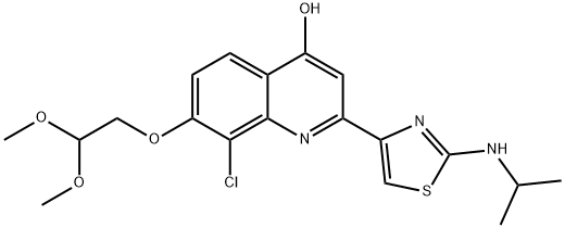 4-?Quinolinol, 8-?chloro-?7-?(2,?2-?dimethoxyethoxy)?-?2-?[2-?[(1-?methylethyl)?amino]?-?4-?thiazolyl]?-