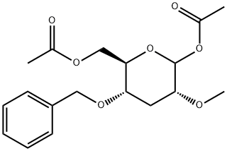 D-ribo-Hexopyranose, 3-deoxy-2-O-methyl-4-O-(phenylmethyl)-, diacetate Structure