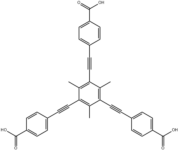 Benzoic acid, 4,4',4''-[(2,4,6-trimethyl-1,3,5-benzenetriyl)tri-2,1-ethynediyl]tris- 化学構造式