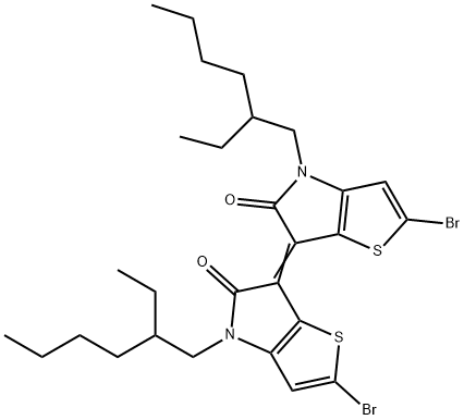 (E)-2,2'-dibromo-4,4'-bis(2-ethylhexyl)-[6,6'-bithieno[3,2-b]pyrrolylidene]-5,5'(4H,4H')-dione Struktur