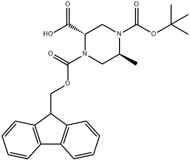 1,2,4-Piperazinetricarboxylic acid, 5-methyl-, 4-(1,1-dimethylethyl) 1-(9H-fluoren-9-ylmethyl) ester, (2S,5S)-,1152445-42-5,结构式