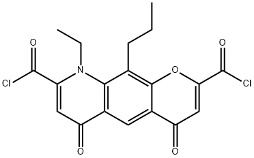 9-ethyl-4,6-dioxo-10-propyl-6,9-dihydro-4H-pyrano[3,2-g]quinoline-2,8-dicarbonyl dichloride 化学構造式