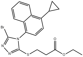 Propanoic acid, 3-[[5-bromo-4-(4-cyclopropyl-1-naphthalenyl)-4H-1,2,4-triazol-3-yl]thio]-, ethyl ester Struktur