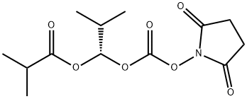 {[(1S)-Isobutanoyloxyisobutoxy]carbonyloxy}succinimide 结构式