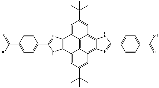 [Benzoic acid, 4,4'-[2,8-bis(1,1-dimethylethyl)-4,10-dihydropyreno[4,5-d:9,10-d']diimidazole-5,11-diyl]bis-] 化学構造式