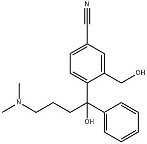 4-(4-二甲胺基-1-对氟苯基-1-羟基丁基-3-羟甲基)苯腈盐酸盐,1187671-15-3,结构式