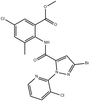 Benzoic acid, 2-[[[3-bromo-1-(3-chloro-2-pyridinyl)-1H-pyrazol-5-yl]carbonyl]amino]-5-chloro-3-methyl-, methyl ester 结构式
