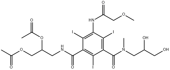 1,3-Benzenedicarboxamide, N3-[2,3-bis(acetyloxy)propyl]-N1-(2,3-dihydroxypropyl)-2,4,6-triiodo-5-[(2-methoxyacetyl)amino]-N1-methyl- Structure