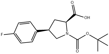 (2S,4R)-1-(tert-butoxycarbonyl)-4-(4-fluorophenyl)pyrrolidine-2-carboxylic acid,1201986-76-6,结构式