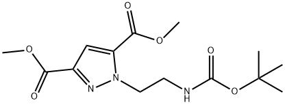 1H-Pyrazole-3,5-dicarboxylic acid, 1-[2-[[(1,1-dimethylethoxy)carbonyl]amino]ethyl]-, 3,5-dimethyl ester Struktur