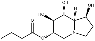 酪酸[(1S,8aα)-オクタヒドロ-1β,7β,8α-トリヒドロキシインドリジン]-6α-イル 化学構造式