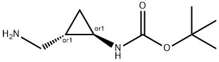 Carbamic acid, N-[(1R,2S)-2-(aminomethyl)cyclopropyl]-, 1,1-dimethylethyl ester, rel- Struktur