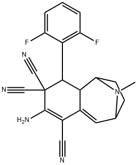 2-amino-4-(2,6-difluorophenyl)-10-methyl-4,4a,5,6,7,8-hexahydro-3H-5,8-epiminobenzo[7]annulene-1,3,3-tricarbonitrile Structure