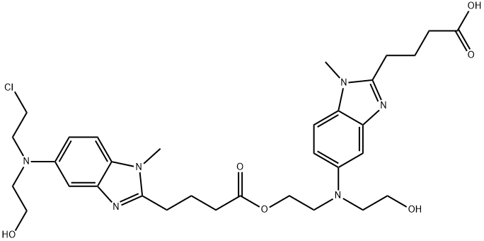 Bendamustine impurity 9/4-(5-((2-((4-(5-((2-chloroethyl)(2-hydroxyethyl)amino)-1-methyl-1H-benzo[d]imidazol-2-yl)butanoyl)oxy)ethyl)(2-hydroxyethyl)amino)-1-methyl-1H-benzo[d]imidazol-2-yl)butanoic acid,1219709-87-1,结构式