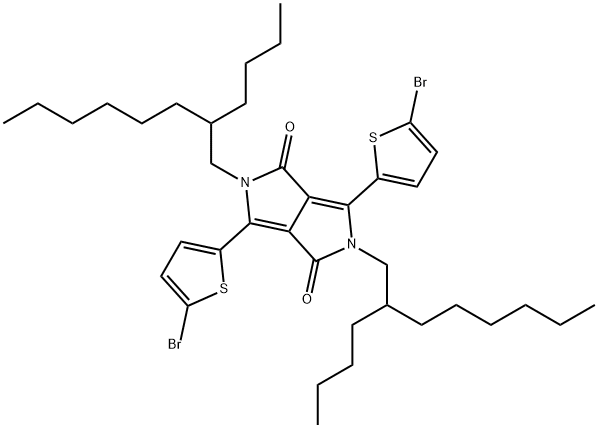 2,5-ジ(2-ブチルオクチル)-3,6-ジ(5-ブロモ-2-チエニル)ピロロ[3,4-c]ピロール-1,4-ジオン 化学構造式