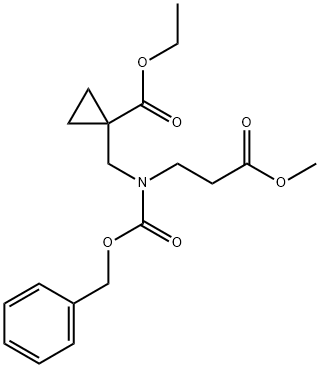 Cyclopropanecarboxylic acid, 1-[[(3-methoxy-3-oxopropyl)[(phenylmethoxy)carbonyl]amino]methyl]-, ethyl ester 化学構造式