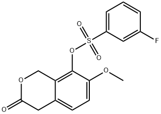 Benzenesulfonic acid, 3-fluoro-, 3,4-dihydro-7-methoxy-3-oxo-1H-2-benzopyran-8-yl ester Struktur