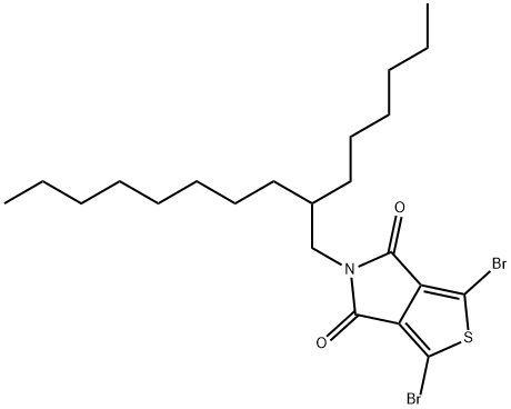 1,3-ジブロモ-5-(2-オクチルドデシル)-5H-チエノ[3,4-c]ピロール-4,6-ジオン 化学構造式