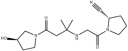 2-Pyrrolidinecarbonitrile, 1-[2-[[3-[(3R)-3-hydroxy-1-pyrrolidinyl]-1,1-dimethyl-3-oxopropyl]amino]acetyl]-, (2S)-,1236857-16-1,结构式