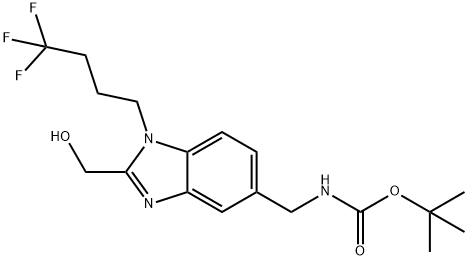 Carbamic acid, N-[[2-(hydroxymethyl)-1-(4,4,4-trifluorobutyl)-1H-benzimidazol-5-yl]methyl]-, 1,1-dimethylethyl ester Struktur