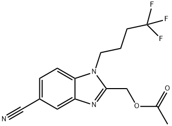 1H-Benzimidazole-5-carbonitrile, 2-[(acetyloxy)methyl]-1-(4,4,4-trifluorobutyl)- 化学構造式