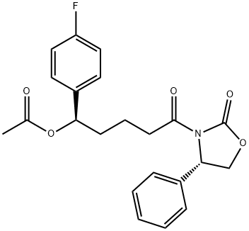 2-Oxazolidinone, 3-[(5R)-5-(acetyloxy)-5-(4-fluorophenyl)-1-oxopentyl]-4-phenyl-, (4S)- Structure