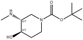 (3R,4R)-4-羟基-3-(甲氨基)哌啶-1-甲酸叔丁酯 结构式