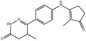 4,5-ジヒドロ-5-メチル-6-[4-[(2-メチル-3-オキソ-1-シクロペンテニル)アミノ]フェニル]ピリダジン-3(2H)-オン 化学構造式