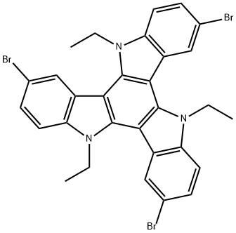 5H-Diindolo[3,2-a:3',2'-c]carbazole, 3,8,13-tribromo-5,10,15-triethyl-10,15-dihydro- 化学構造式