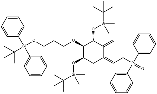 (Z)-[2-{(3R,4R,5R)-3,5-bis(tert-butyldimethylsilanyloxy)-2-methylene-4-(3-(tert-butyldiphenylsilanyloxy)propoxy)cyclohexylidene}ethyl]diphenylphosphine oxide 化学構造式