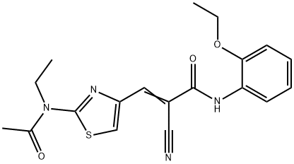 2-cyano-N-(2-ethoxyphenyl)-3-[2-(N-ethylacetamid o)-1,3-thiazol-4-yl]prop-2-enamide,1259233-37-8,结构式